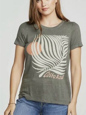 Chaser Olive Graphic Palm Tee with Peach Accent